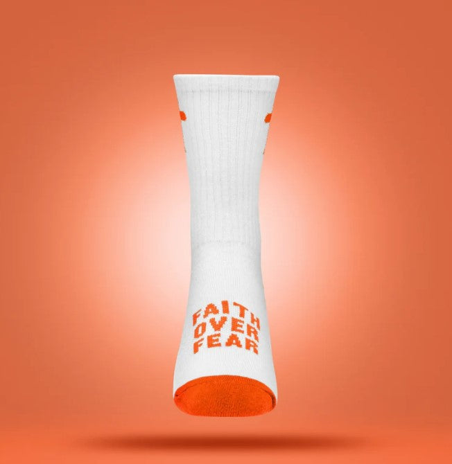 Faith Over Fear {White/Orange} / XS (K11-2) / Regular Crew
