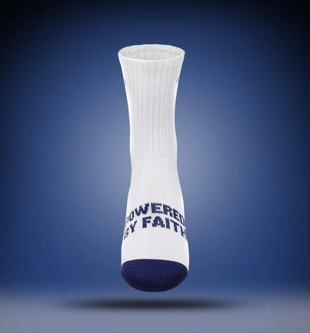 Powered By Faith {White/Navy} / XS (K11-2) / Regular Crew