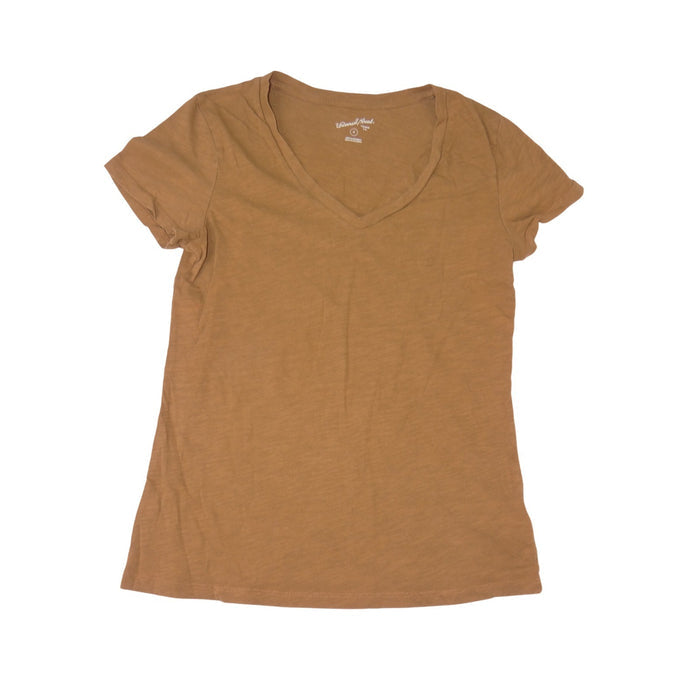 Universal Thread Womens V Neck Short Sleeve Slub Knit Tee Mustard Brown Size M0