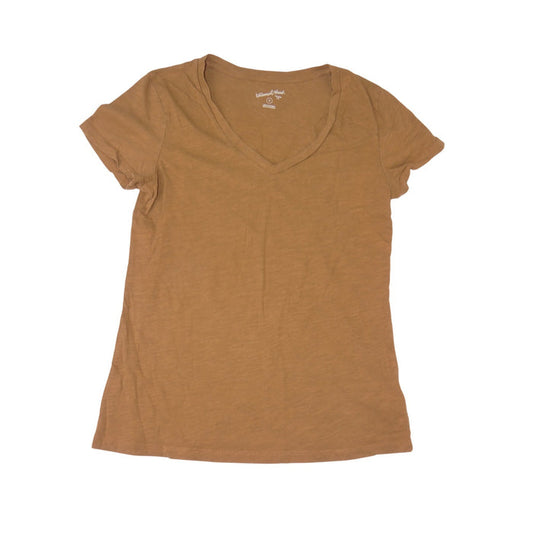 Universal Thread Womens V Neck Short Sleeve Slub Knit Tee Mustard Brown Size M0