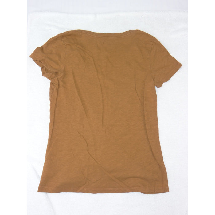 Universal Thread Womens V Neck Short Sleeve Slub Knit Tee Mustard Brown Size M1