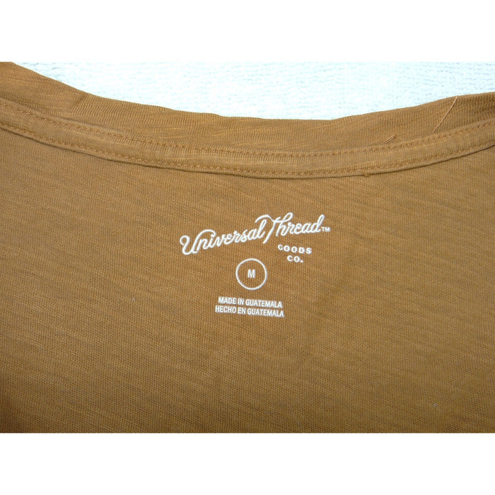 Universal Thread Womens V Neck Short Sleeve Slub Knit Tee Mustard Brown Size M2
