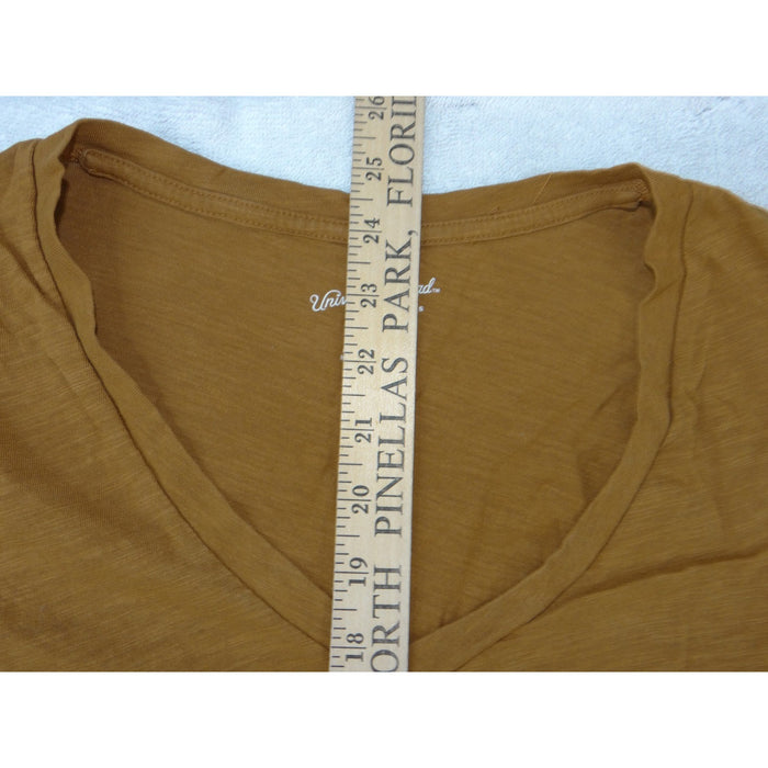 Universal Thread Womens V Neck Short Sleeve Slub Knit Tee Mustard Brown Size M4