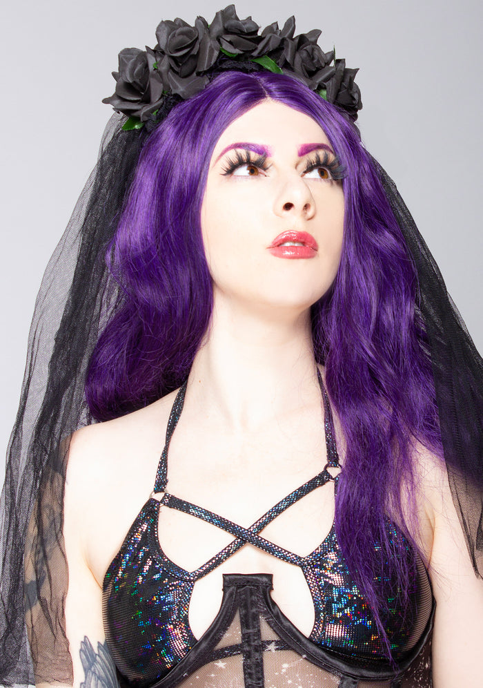 LASR Until Death Rose Veil Crown — front view