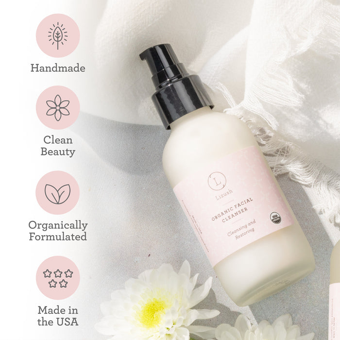 USDA Organic Facial Cleanser - Gentle natural face wash bottle | Lizush