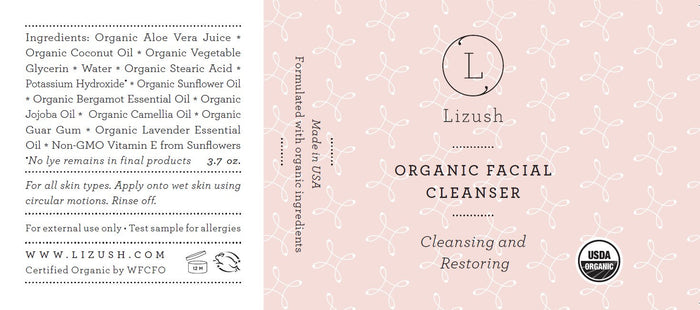 USDA Organic Facial Cleanser – Gentle Natural Face Wash - label detail