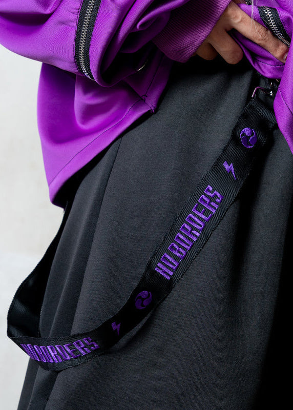 Uzurai Cyberpunk Tech Black Purple Cargo Shorts
