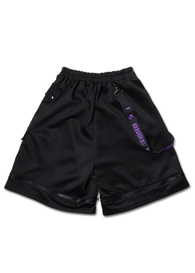 Uzurai Cyberpunk Tech Black Purple Cargo Shorts