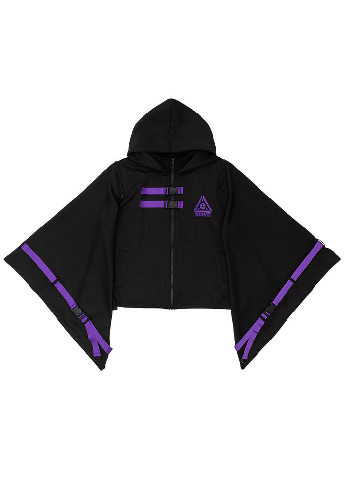 ACDC Rag Uzurai Cyberpunk Tech Kimono Black Purple Jacket — front view