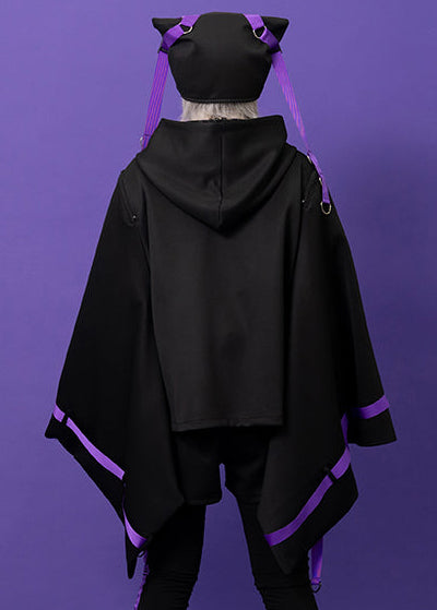 ACDC Rag Uzurai Cyberpunk Tech Kimono Black Purple Jacket — model back view