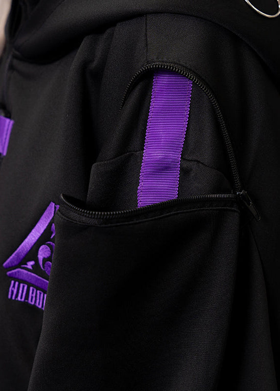 ACDC Rag Uzurai Cyberpunk Tech Kimono Black Purple Jacket — detail shot 5