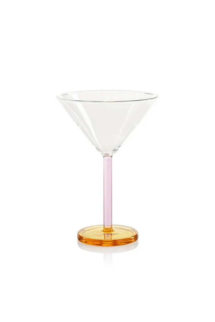 VEGLIA MARTINI GLASS - LIGHT PINK AND LIGHT AMBER  (SET OF 4)