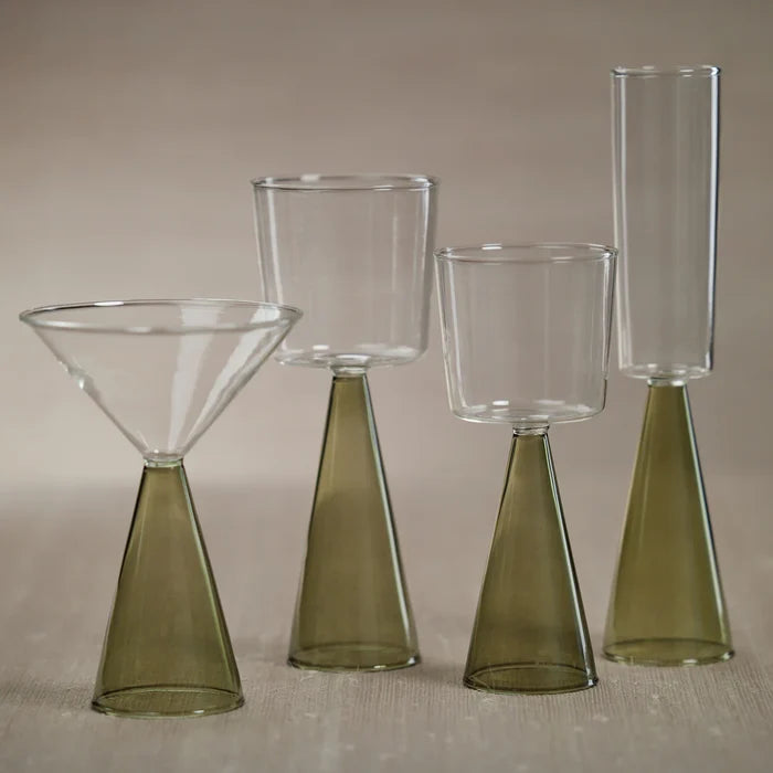 VENETO GLASS-GREEN-RED WINE GLASS (SET OF 4)
