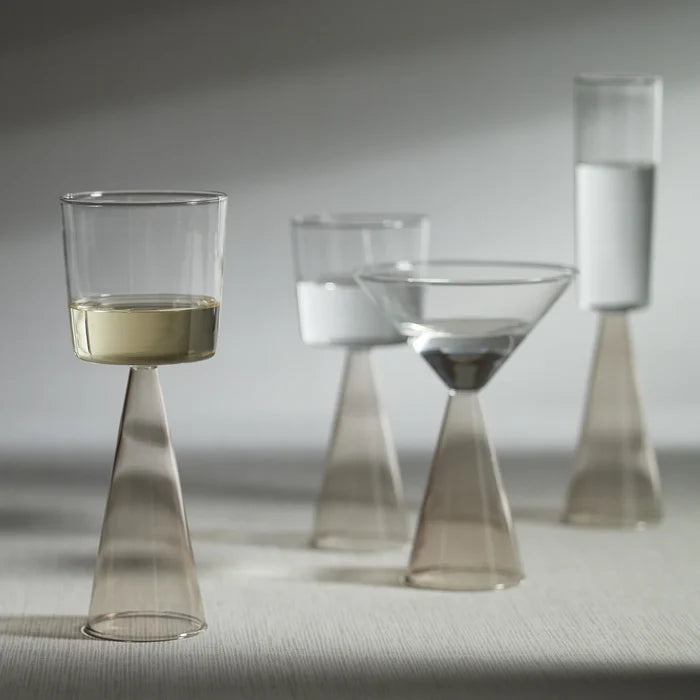 VENETO GLASS-SMOKE-WHITE AND GLASS (SET OF 4)