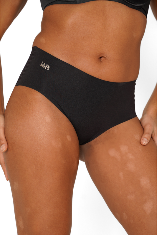 LILUNDERWEAR Daily Luxe Culotte Taille Haute Cheeky Noir - culotte taille haute vue de face