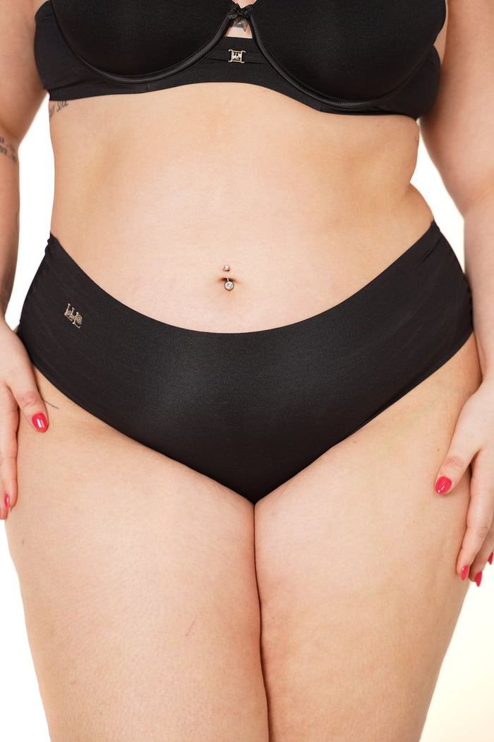LILUNDERWEAR Daily Luxe Culotte Taille Haute Cheeky Noir - culotte taille haute détail