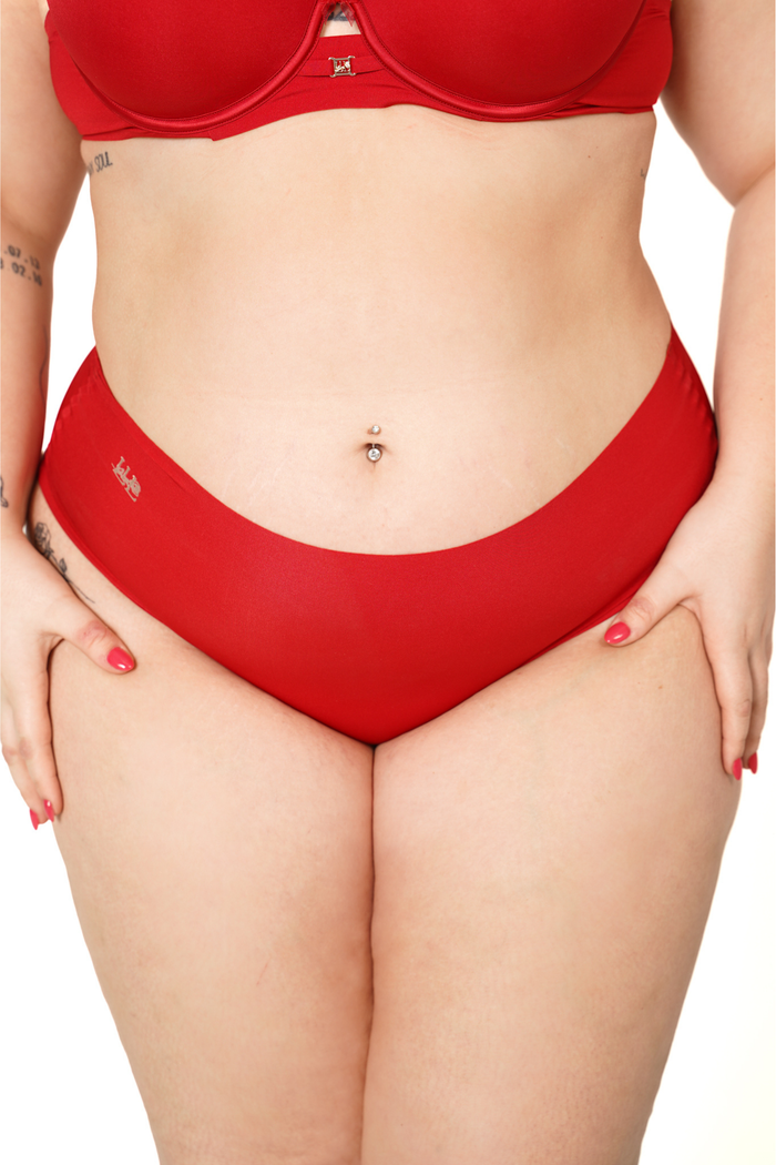 LILUNDERWEAR Daily Luxe Culotte Taille Haute Cheeky Rouge - culotte taille haute vue de face