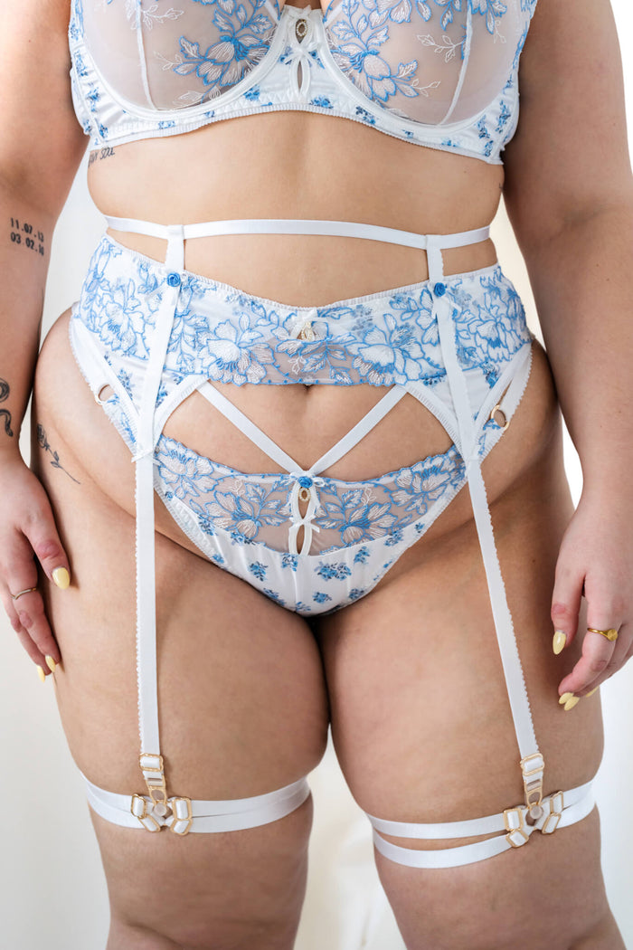 LILUNDERWEAR Magnolia Porte-Jarretelles Bleu - porte-jarretelles détail