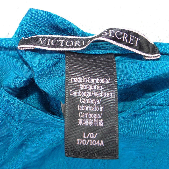 Victoria's Secret Teal Blue Floral Jacquard Camisole Top V Neck Large1