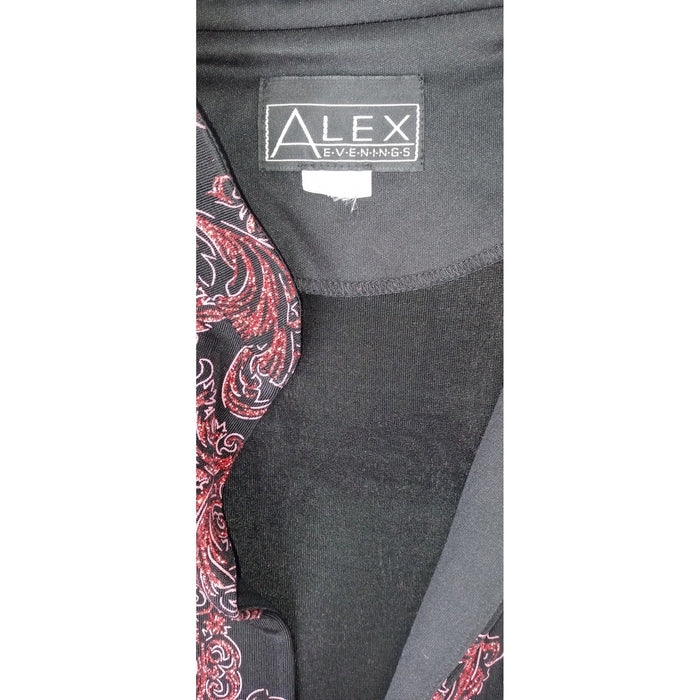 Vintage ALEX EVENINGS Black Red Paisley Sparkle Glitter Blazer Jacket Women Sz L1