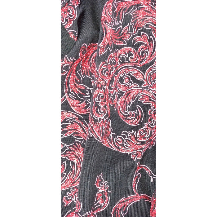 Vintage ALEX EVENINGS Black Red Paisley Sparkle Glitter Blazer Jacket Women Sz L6