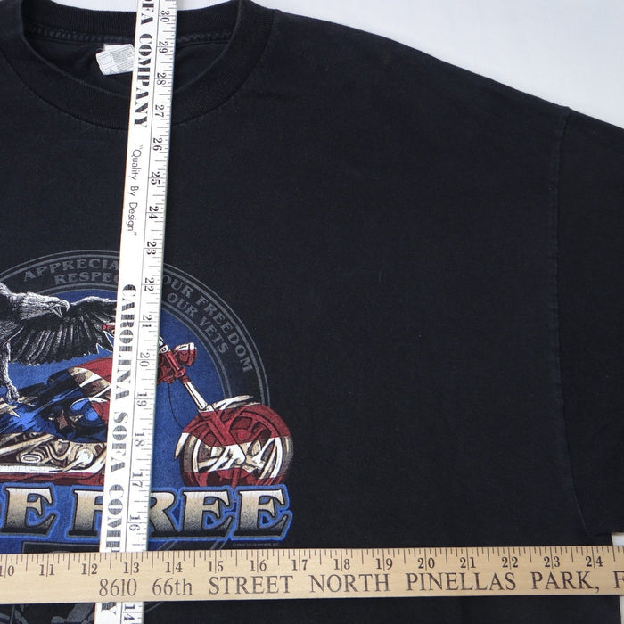 Vintage Alstyle Ride Free Motorcycle Eagle POW MIA Veteran Tee Mens 2XL Black4