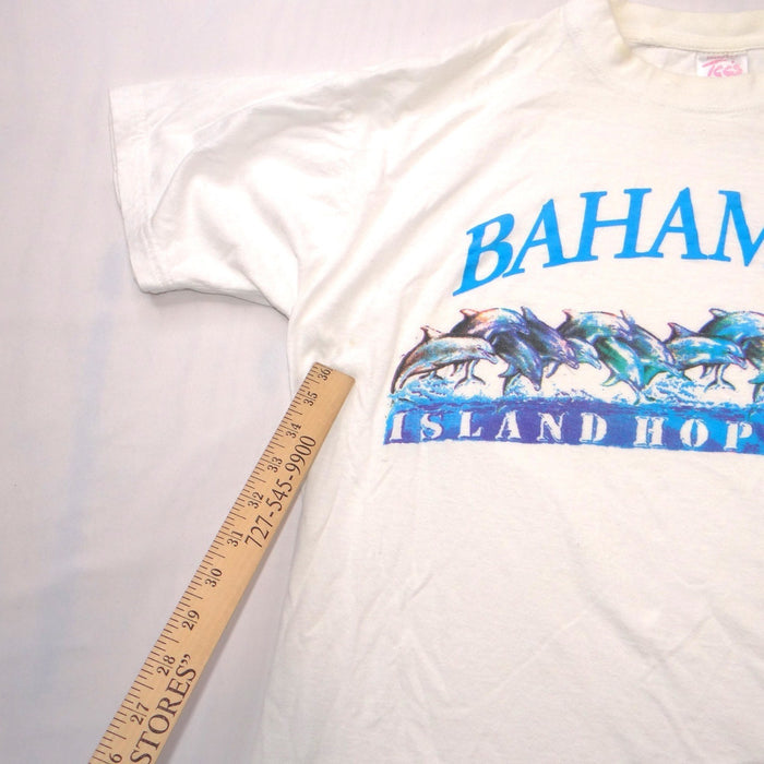 Vintage Bahamas Island Hoppers Dolphin Graphic T Shirt White XL Tropical Tees6