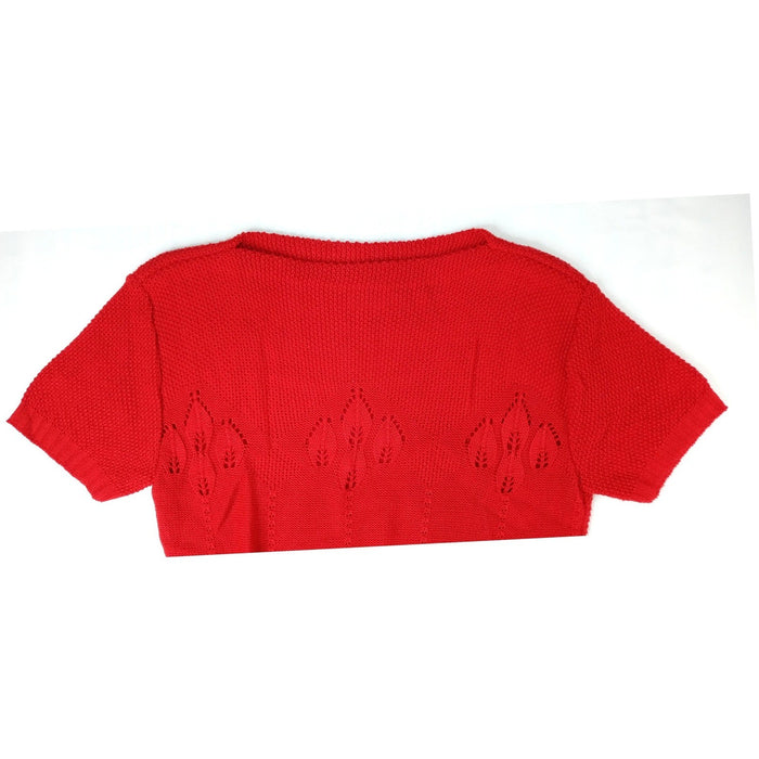 Vintage Barry & Me Red Knit Cropped Short Sleeve Sweater Women USA Made3