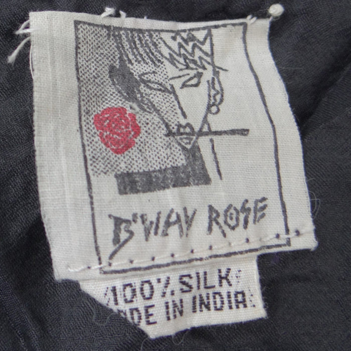 Vintage B'way Rose Vintage 100% Silk Beaded Sequin Vest Black Silver Chevron ish1
