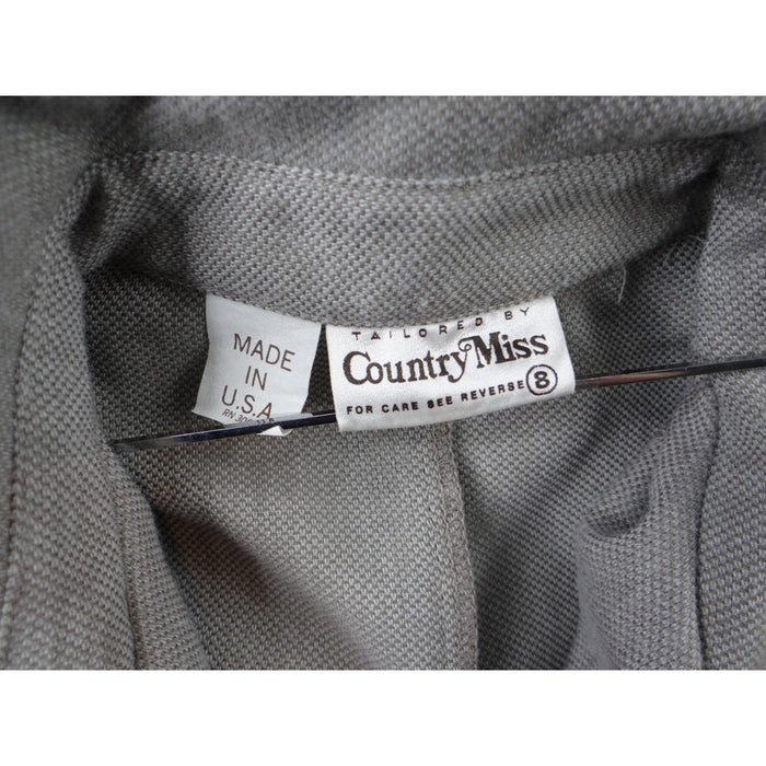 Vintage Country Miss Grey Plaid Button Front Belted Dress Women's Size 8 Wool1