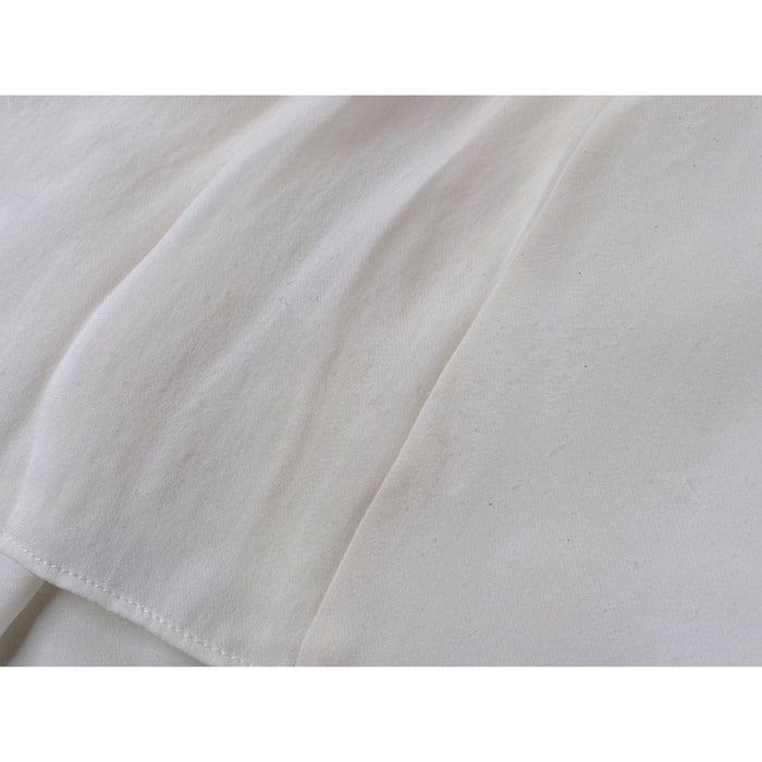 Vintage Cream Off White Lace Trimmed Sheer Blouse Women's Elegant Sheer Top5