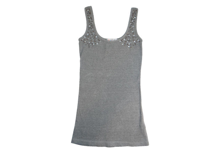 Vintage Denim & Co. Grey Embellished Tank Top0