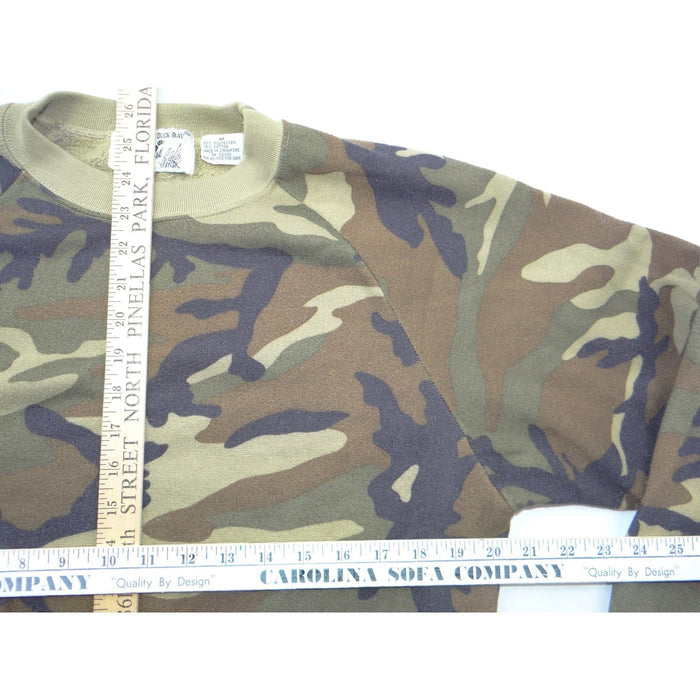 Vintage Duck Bay Camouflage Raglan Crewneck Sweatshirt Mens Medium Green Brown3