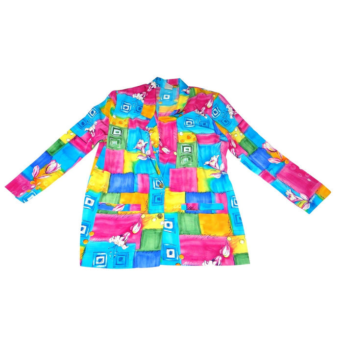 Vintage GW Division of Graff Abstract Floral Geometric Blazer Jacket Multi Sz 120