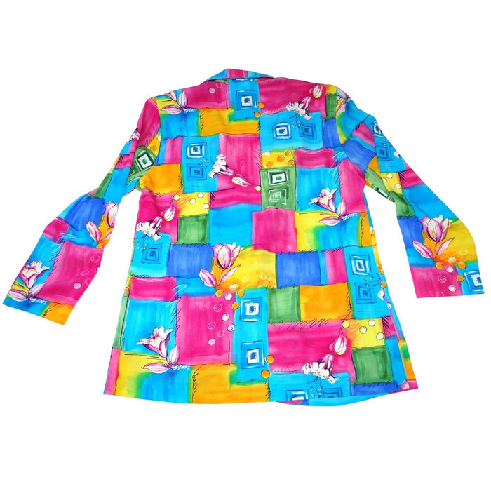 Vintage GW Division of Graff Abstract Floral Geometric Blazer Jacket Multi Sz 123