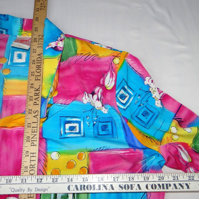 Vintage GW Division of Graff Abstract Floral Geometric Blazer Jacket Multi Sz 124