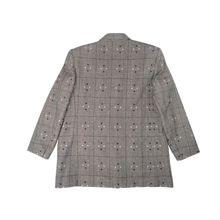 Vintage HBS LTD Trendy Plaid Double Breasted Blazer Jacket Gray Black White3