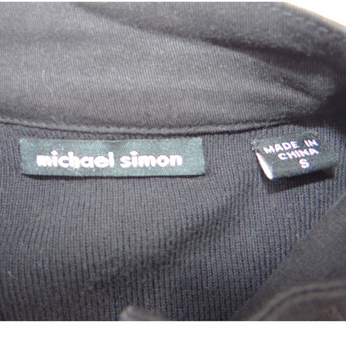 Vintage Iconic Michael Simon Women Black Ruffle Pleated Button Front Jacket Sz S1
