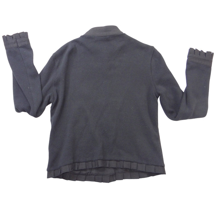 Vintage Iconic Michael Simon Women Black Ruffle Pleated Button Front Jacket Sz S2