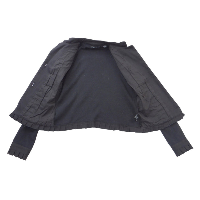 Vintage Iconic Michael Simon Women Black Ruffle Pleated Button Front Jacket Sz S3