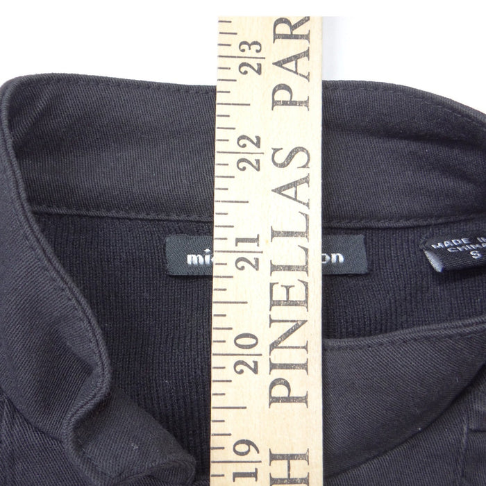 Vintage Iconic Michael Simon Women Black Ruffle Pleated Button Front Jacket Sz S5