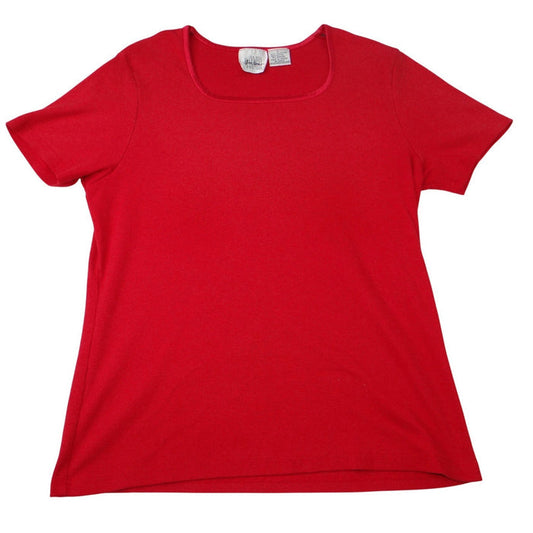 Vintage Jamell Jaso Women's Red Square Neck Short Sleeve T Shirt Top Size L0