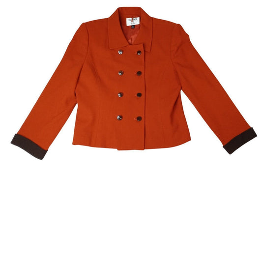 Vintage Kasper ASL Women's Double Breasted Blazer Orange Wool Size 140