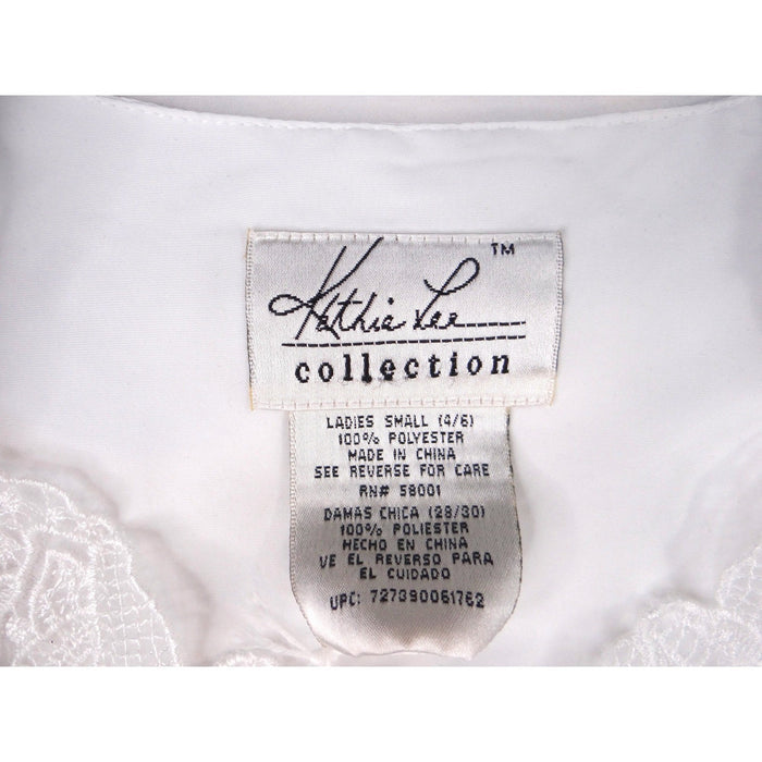 Vintage Kathie Lee Collection Womens Small White Lace Trim Button Front Blouse1