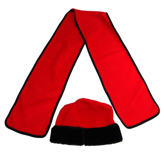 Vintage Kathleen for Sweet Herb Red Fleece Hat and Scarf Set Black Trim0