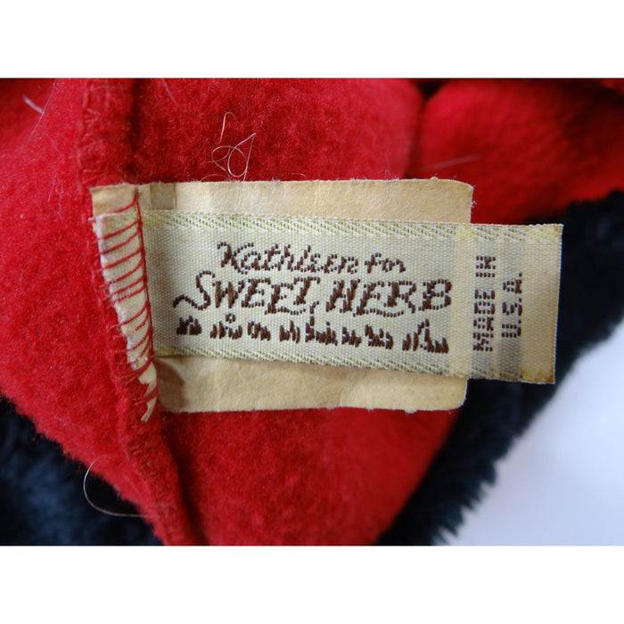 Vintage Kathleen for Sweet Herb Red Fleece Hat and Scarf Set Black Trim1