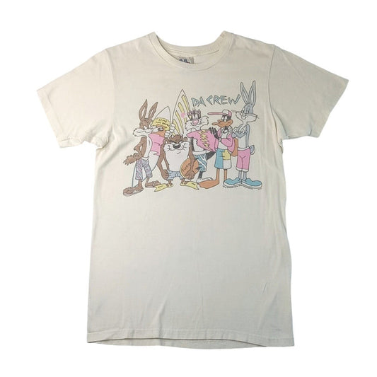 Vintage Looney Tunes Crew Graphic T Shirt Women's Cream Bugs Bunny Daffy Duck0