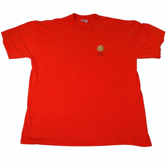 Vintage Orange T Shirt Shook Hardy & Bacon "One Person Can Make A Difference" XL0