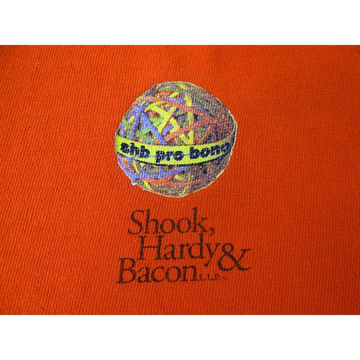 Vintage Orange T Shirt Shook Hardy & Bacon "One Person Can Make A Difference" XL2