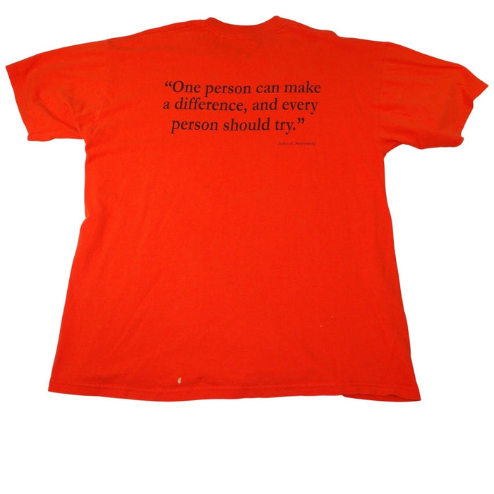 Vintage Orange T Shirt Shook Hardy & Bacon "One Person Can Make A Difference" XL3